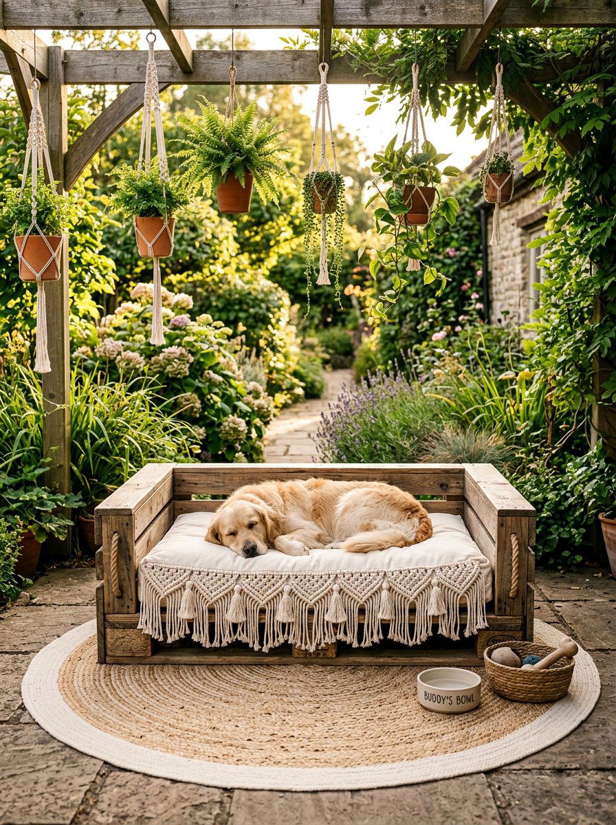 boho style pallet dog bed - 25 Pallet Dog Bed for Porch Ideas