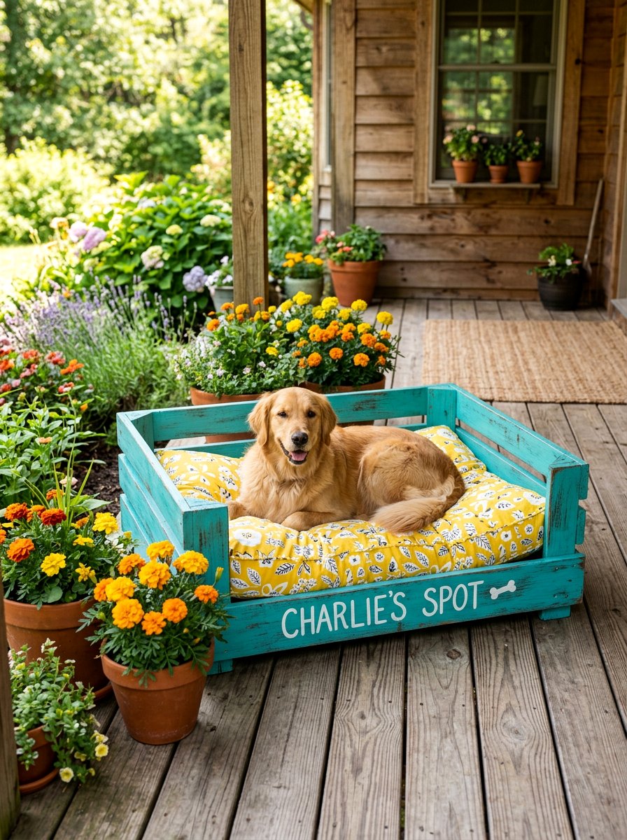colorful pallet dog bed - 25 Pallet Dog Bed for Porch Ideas