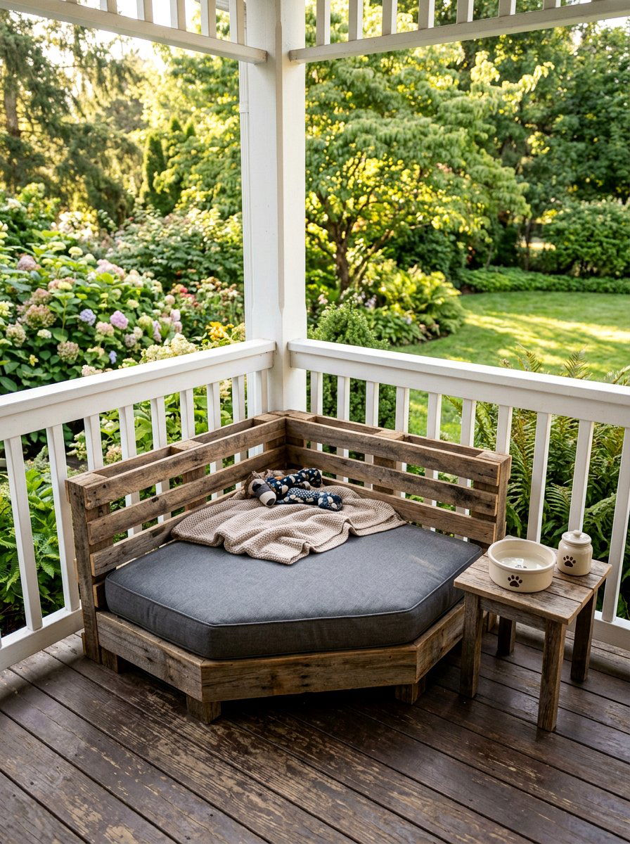 corner pallet dog bed - 25 Pallet Dog Bed for Porch Ideas