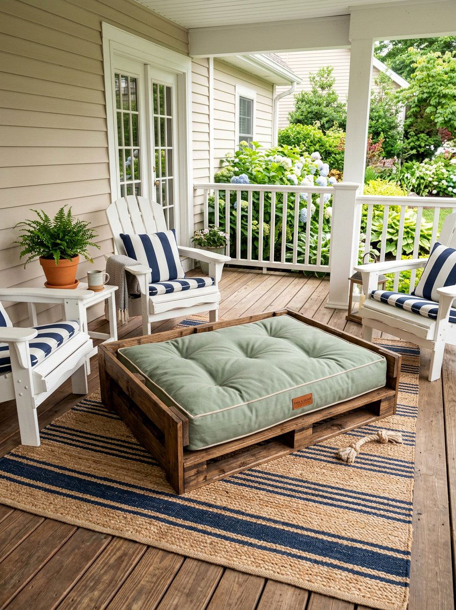 cushioned pallet dog bed for porch - 25 Pallet Dog Bed for Porch Ideas