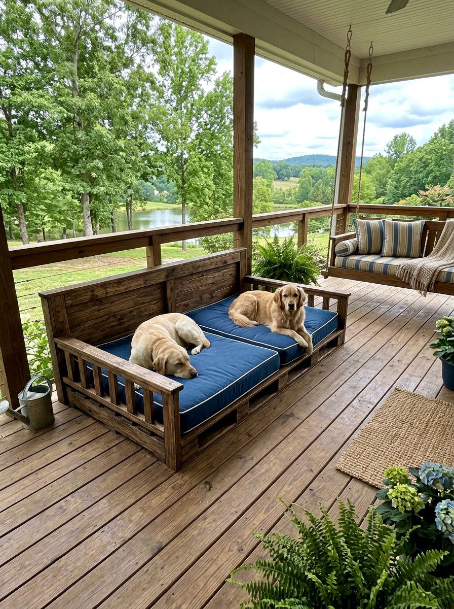double pallet dog bed for two dogs - 25 Pallet Dog Bed for Porch Ideas