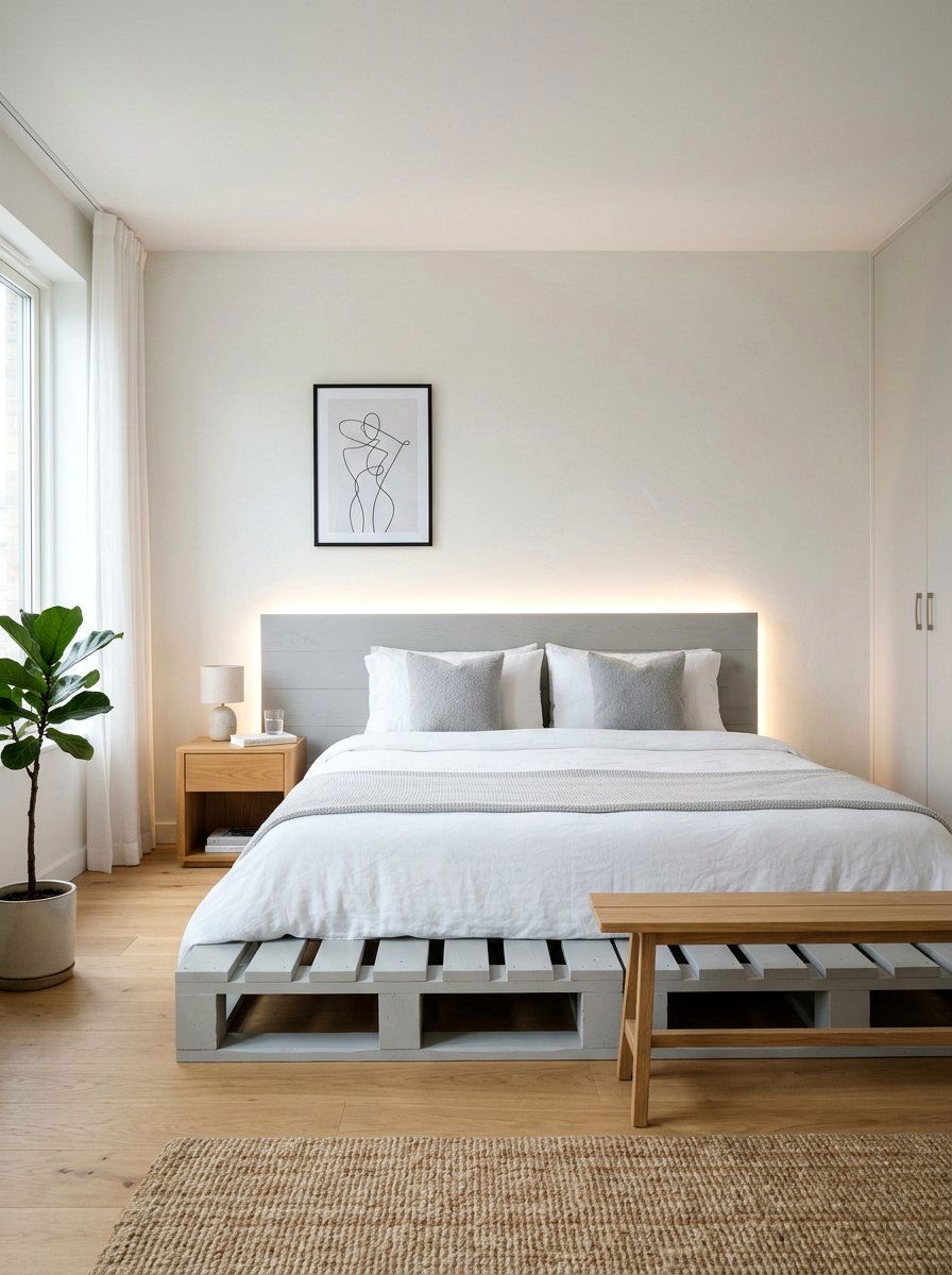 minimalist pallet bed simple led backlight - 25 Pallet Bed with Lights ideas