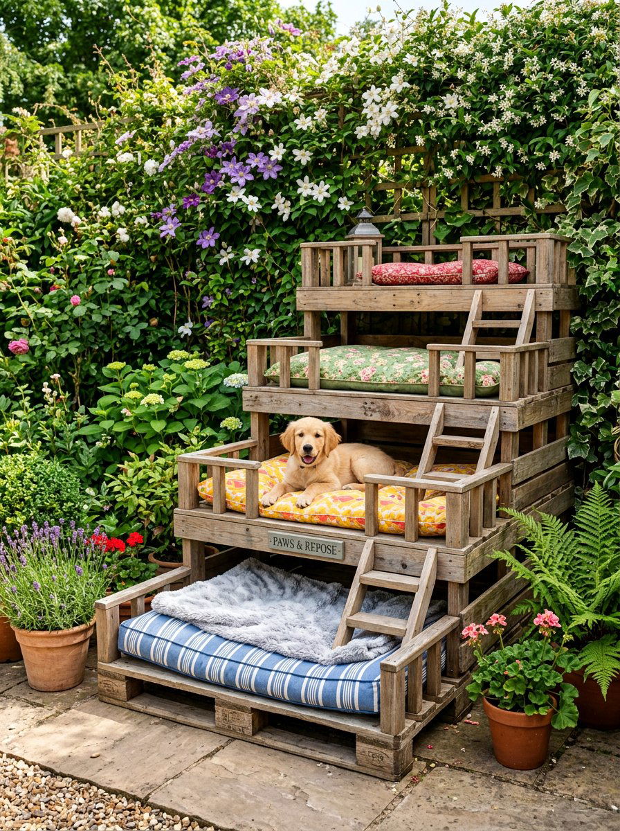 multi level pallet dog bed - 25 Pallet Dog Bed for Porch Ideas