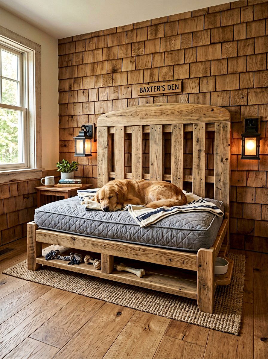 pallet dog bed with headboard - 25 Pallet Dog Bed for Porch Ideas