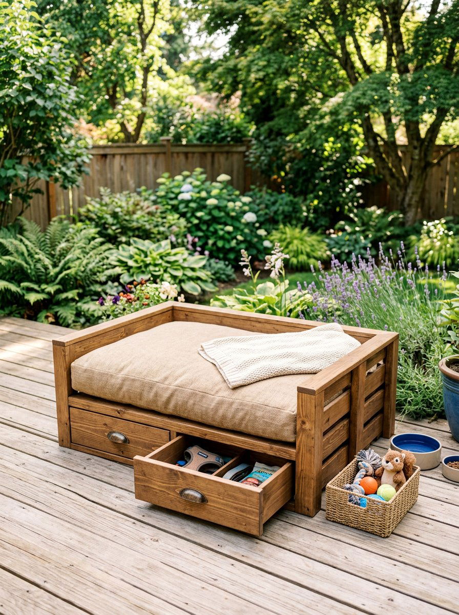 pallet dog bed with storage - 25 Pallet Dog Bed for Porch Ideas